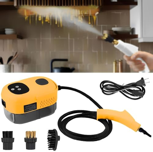 WYFCR Limpiador de vapor de mano de alta presión, Limpiador de vapor portátil de alta temperatura, adecuado para electrodomésticos de cocina y limpieza doméstica coche,alfombra(Amarillo)