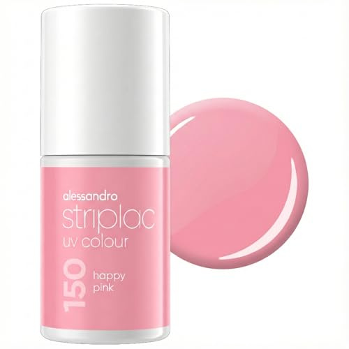alessandro Striplac Peel-Off UV Gel Nagellack, Happy Pink, 6,5ml | Hochpigmentierter UV Gel Nagellack, bis zu 15 Tage Halt, kratzfest, acetonfrei & abziehbar, HEMA-frei & vegan