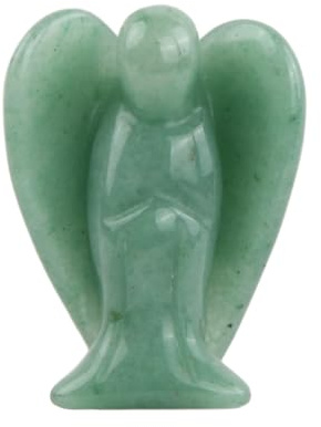 Joyan 39mm Estatua de Ángel de la Guarda de Piedra Preciosa, Verde Estatuilla de Cristal, Talismán de Energía y Amuleto de la Suerte Ornamento para Escritorio Decoración