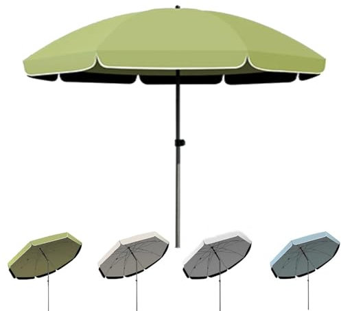 MACAGGTNTU 2m 2.4m 2.8m 3m Parasol De Terrasse Rond Parasol De Jardin Inclinable Parasol De Plage Parasol De Marché pour Pelouse Piscine Tonnelle(Green,2.4m/8ft)