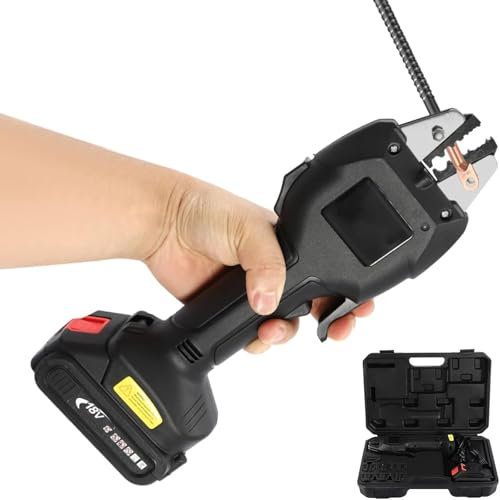 Pinza crimpatrice elettrica alimentata a batteria, forza 16 KN con 6 stampi per connessioni sicure da 0,5 a 50 mm², include 2 batterie e scatola di immagazzinaggio
