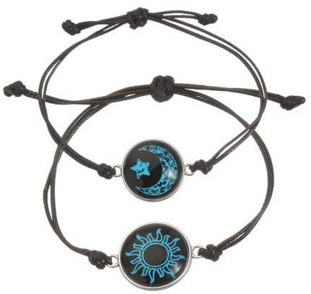 SLJYM - Juego de 2 pulseras luminosas de sol y luna trenzadas para parejas, pulseras luminosas