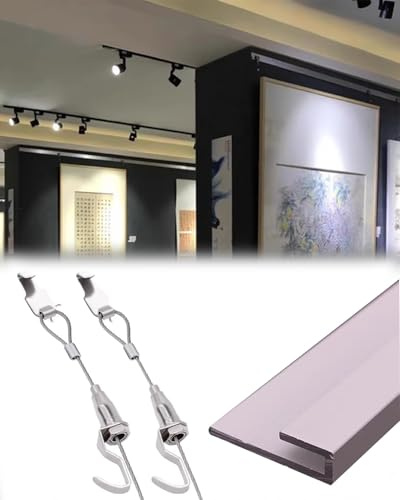 Sistema di sospensione regolabile per appendere quadri, 7,5 - 1,2 m, kit per galleria, museo, chiesa, supporto da parete per quadri multipli con cavo da 199,9 cm (binario da 45,7 cm)