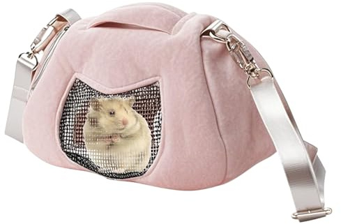 Hamster transportbur, bärbar utomhus andningsbar påse - söt tvättbar väska för kaniner, ekorrar, igelkottar, resor, hamsterutflykter
