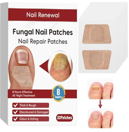 Parches para el Cuidado de las Uñas de los Pies | 32 Unidades de Calcomanías para la Salud de las Uñas,Tratamiento de Reparación y Fortalecimiento para Uñas Descoloridas en Casa