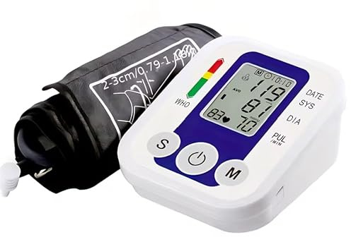 Tensiometro de Brazo Digital con VOZ ON/OFF y Cable USB 1m (Sin Batería) Medidor Tension Arterial y Frecuencia Cardíaca - Monitor de Presión Arterial con Manguito y Memoria 2x99