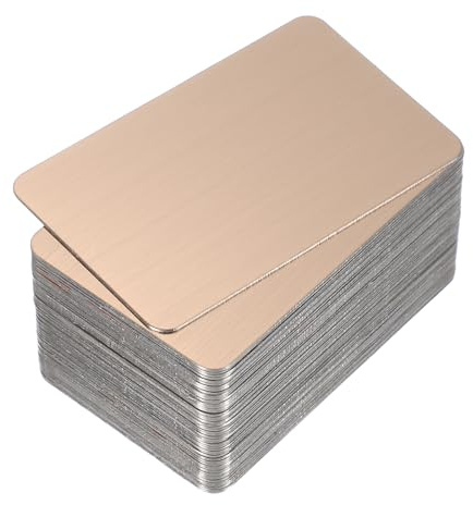 PATIKIL 50 Stück 0.5mm Edelstahl Metall Visitenkarten Namenskarten Roségold | Gebürstet, Blank, Laser Gravur, Für DIY Geschenkkarten