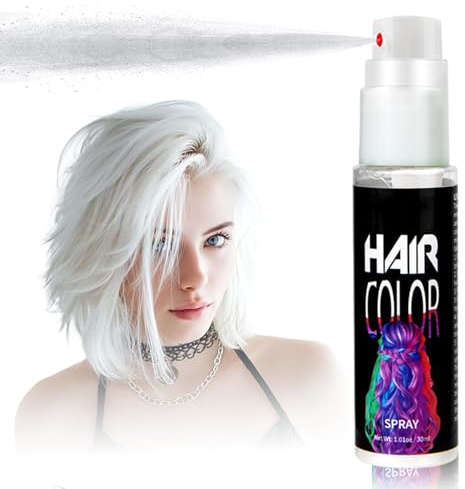 Temporary Hair Color Spray, White Temporary Hair Dye for Boys and Girls, White Instant Styling Hair Spray, Vibrant Washable Hair Wax for Halloween, Christmas, Fancy Dress, Cosplay - Easy To Colour