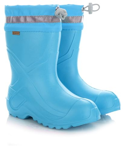 3Kamido GoCamp Stivali di gomma per bambini - leggeri realizzati in materiale EVA, con fodera in feltro calda e rimovibile, con colletto con coulisse, con nastro riflettente 3M, per bambini e bambine