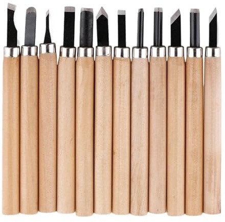 Schnitzset Schnitzwerkzeug-Set, 12-teilig, Holzbearbeitung, Schnitzmesser, Werkzeuge, Meißel-Set, Schnitzerei, Handwerk, DIY, Holzmeißel-Set for Anfänger