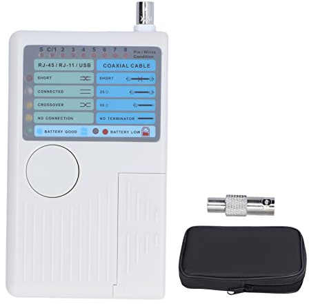 Respicefinem Tester per cavi di rete Tester per cavi multifunzionale 4 in 1 per cavi coassiali USB Rj45 Bnc Rj11 con display a LED e cicalino