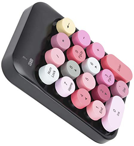 Aumotop Teclado Numérico Inalámbrico AK18, Botón de Silencio, Batería de Larga Duración, Tecla Retroceso para Win7/Win8/Win10, Ideal para Contables y Jugadores (Negro)