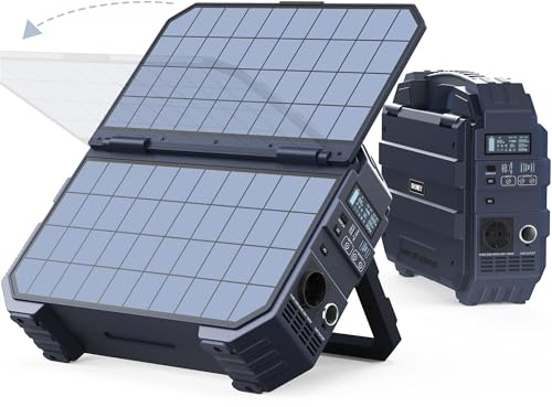 BROWEY Tragbare Power Station 1024Wh 1600W (3200W Spitze) mit integriertem 40W Solarpanel, 100W USB-C PD Ein-/Ausgang, Solar Generator mit LiFePO4 Batterie für Camping, Wohnmobil & Stromausfall