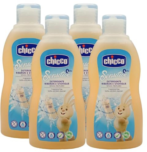 Detergente Biberon e Stoviglie, Senza Profumo e Coloranti, 300ml (Detergente (4 Unità))