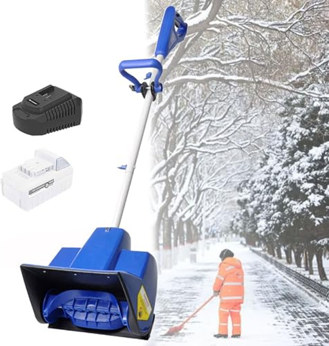 Pala de nieve eléctrica inalámbrica, lanzador de nieve recargable con distancia de lanzamiento de 6 m, soplador de nieve alimentado por batería con poste telescópico, ideal para uso en exteriores
