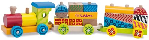 Eichhorn - Tren de Madera con 15 Bloques de Construcción y 18 Piezas en Total, para Niños a partir de 1 Año