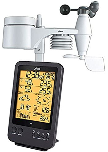 Alecto WS-4700 Station météo professionnelle - capteur extérieur 868 MHz, température int./ext., humidité, pression, vent, pluie, prévisions animées, alarme min/max, affichage clair - Noir