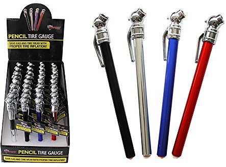 Max Force Diamond Visions 2220644 Pencil Tire Gauge Multipack in Mixed Assorted Colors (4 Tire Gauges)