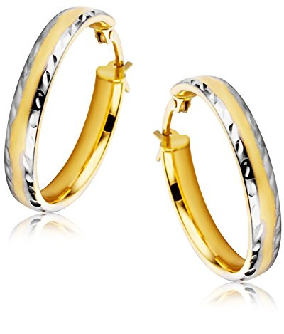 Orovi Ohrringe Damen Bicolor Gelbgold/Weißgold 9 Karat / 375 Gold Creolen