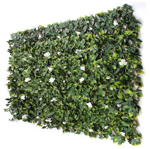 3rd Street Inn™ Leaf Trellis - Bamboo Greenery Panel - Boxwood and Ivy Privacy Fence Substitute - DIY Flexible Fence Panel (4, White Rose Rattan)