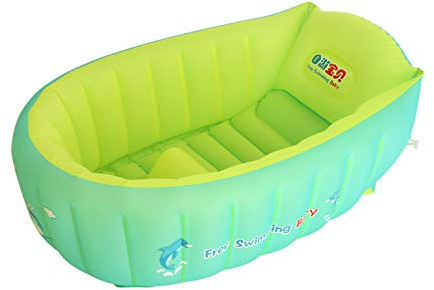 YAAVAAW Bañera Hinchable,Piscina Hinchable,Antideslizante Piscina Infantil Verano de Bañera Hinchable, Viaje Plegable Bañera para Ducha con Asiento Central de Cojín Suave (para 0-3 años)