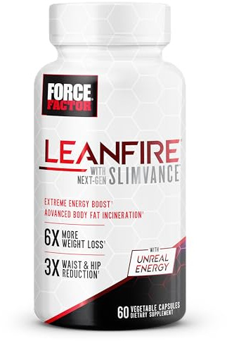 Force Factor LeanFire with Next-Gen SLIMVANCE Advanced Thermogenic Fat Burner for Weight Loss with B Vitamins and Capsimax to Boost Metabolism, Increase Energy, and Enhance Focus, 60 Capsules
