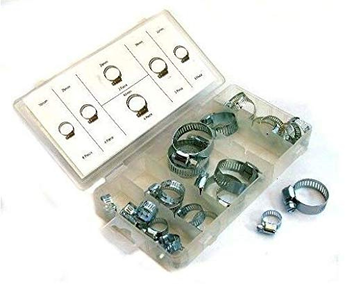 Garden Mile 26Pc Heavy Duty Hose Clamps In Assortment Box Hose Clamps Set Jubilee Clips Zinc Plated in Case Hardware DIY Home Professional Use Hand Tools