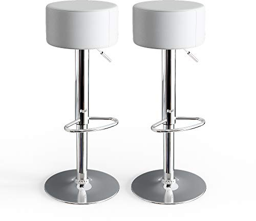 Vicco Barhocker 2er Set, Weiß, 33 x 92 cm | 2 Teilig, mit Fußstütze und höhenverstellbarer Sitzfläche