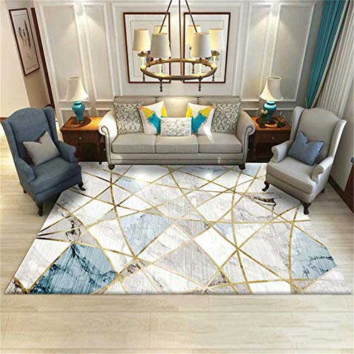 RUGMRZ Tappeti Scendiletto Camera Matrimoniale Tappeto per Camera da Letto antisporco con Motivi Geometrici in Marmo Grigio Blu Tappeto Lavabile Bellissimo igroscopico Sala Tappetti Blu 160X230CM