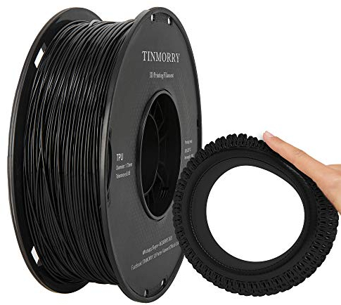 TINMORRY TPU Filament 1.75 mm, TPU 95A Flexibles 3D Drucker Filament mit glänzender Oberfläche, Geeignet für die meisten FDM-3D-Drucker, 1kg Spule (2.2 lbs), Schwarz