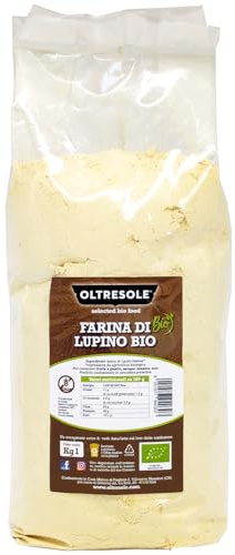 Oltresole - Harina de Altramuz Ecológica 1 kg - Harina de Legumbre Ecológica, Rica en Proteínas, Baja en Carbohidratos, Rica en Fibra, Perfecta para Dulces y Salados, Vegana