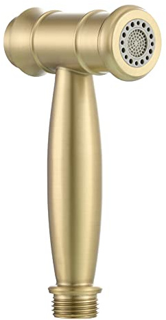 Tecmolog 2 Functions Handheld Bidet Sprayer Head Stainless Steel Bathroom Portable Toilet Shattaf Faucet for Personal Hygiene Brushed Gold, WS035J