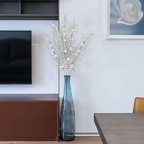 com-four® Strauch mit LED Beleuchtung zum Hinstellen | Stabiler Kunststoff-Strauch - 16 warm-weiße LEDs mit Timer-Funktion - Batteriebetriebene Weihnachtsdekoration