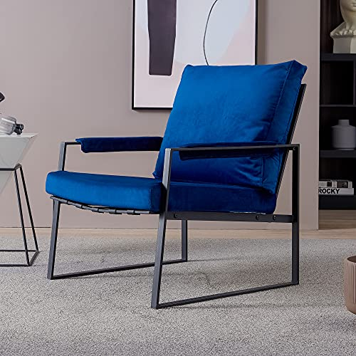 Kayan Moderner Relax Einzelsessel mit Samtkissen (Blau)