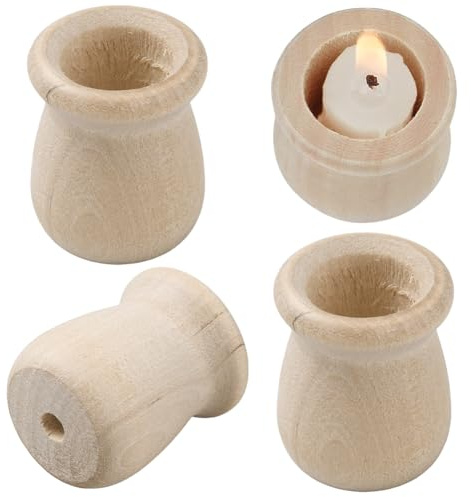 GORGECRAFT 1.3 Inch 10 Stück Unbehandelte Holzkerzenbecher, Leere Kerzenhalter, Holzkerzenhalter, 3/5-Zoll-Loch, Klassiker, Blumenbehälter Für Handmalerei, Basteln, Heimhochzeitsdekorationen