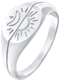Elli Ring Damen Siegelring Sonne Mond Astro Boho Trend Blogger in 925 Sterling Silber Vergoldet