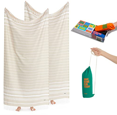 Luum® Saunatuch Hamamtuch Strandtuch Saunahandtuch Handtuch Yogatuch Duschtuch Strandhandtuch Saunatuch Badetuch Reisehandtuch Pestemal Turkish Towels, 2er Geschenkset Geschenkbox