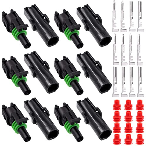 Glarks 36Pcs 6 Kit 1 Pin Way Waterproof Automotive Electrical Wire Connectors Terminals Plugs Kit, 1 Male & Female Pin Terminal Automotive Harness Plug Car Spark Plug Connector Set for Car Truck Boat