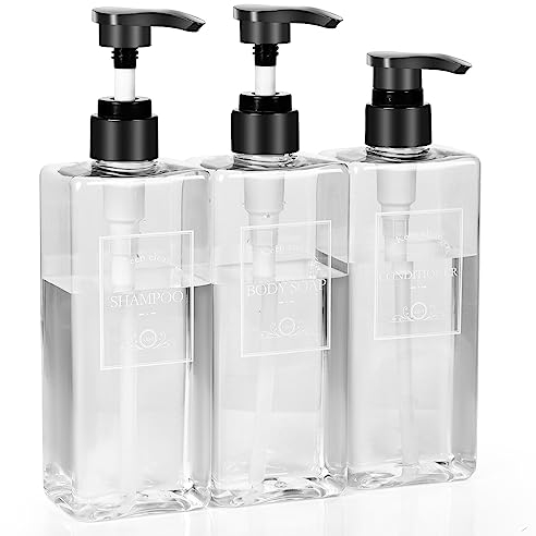 Glovios Dispenser Sapone Bagno a Muro Dispenser Shampoo e Bagnoschiuma 500ML Flacone Dosatore per Sapone Liquido, Dispenser Flaconi Pompa in Plastica Ricaricabili Dispenser Doccia Muro 3 Pezzi