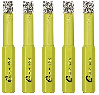 Foret Diamant Sec Set - 5 pièces 8mm Trépan Diamant avec Queue Hexagonale pour Céramique Porcelaine Granit Marbre Quartz Pierre Artificielle SANLEETEK