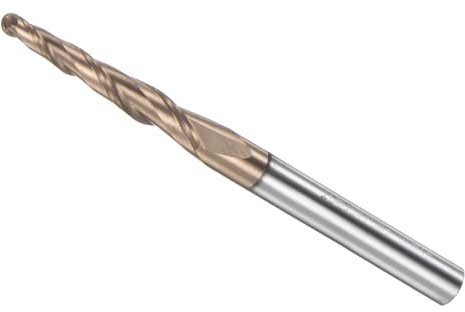 CoCud Fresa a Sfera Conica, Raggio 1mm Attacco 4mm Angolo 5,6 Gradi, Carburo Micrograna Rivestito in TiSiN Fresa 2 Taglienti per Acciaio Inossidabile Acciaio Temprato