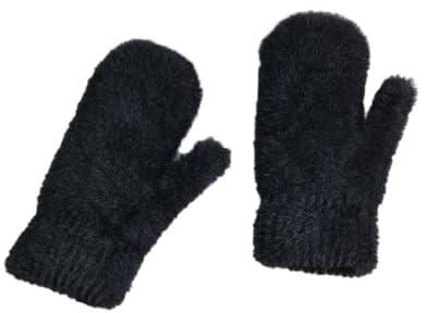 SHTGOI Guanti da muffole in morbida pelliccia calda guanti in pelliccia sintetica lavorata a maglia in velluto di visone, caldi guanti invernali in lana termica fodera in pile senza dita per donne e