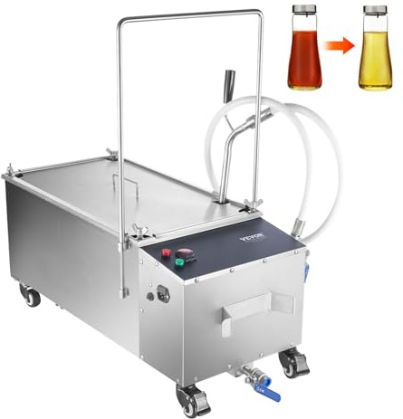 VEVOR Filtro per friggitrice mobile, capacità del serbatoio dell'olio di 55 litri, sistema di filtraggio dell'olio con velocità di filtraggio dell'olio di 10 l/min, tubo dell'olio per ristoranti