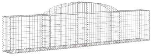 Makastle Set de 2 Parterre surélevé en Gabions arqués, jardinière en Cage à Pierre, Lit Surélevé à Gabion, Parterre de Fleurs Jardin Terrasse Extérieur Jardinière Panier à Pierres, 300x30x60/80 cm