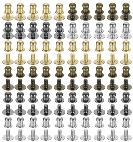 QUARKZMAN 5mm Clous à Tête Sphérique, 60 Pièces de Rivets à Bouton Rond pour La Maroquinerie Diy, Sac à Main, Ceinture, 4 Couleurs