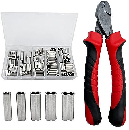 Set di pinze per crimpatura multifunzione da pesca, comoda impugnatura in gomma, strumenti di crimpatura con maniche a crimpare kit di strumenti di crimpatura da pesca pinza crimpatrice per perline