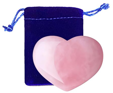GUJOXILA 45mm Rosenquarz Herz Liebe Edelsteine Groß Kristalle Heilsteine | Herzförmig Liebe Rosa Steine Valentinstag Deko Geschenke für Freundin Geschenk Frauen Meditation Stress Sorgensteine