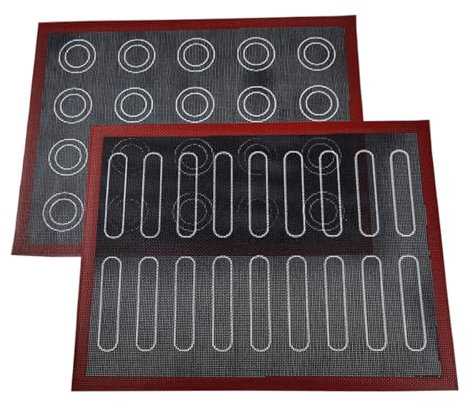 tappetino silicone forno, 2 Pezzi Tappetino Microforato per Forno, Antiaderente Resistente al Calore Tappetino Forno Silicone, carta forno riutilizzabile e sono un aiuto indispensabile in cucina