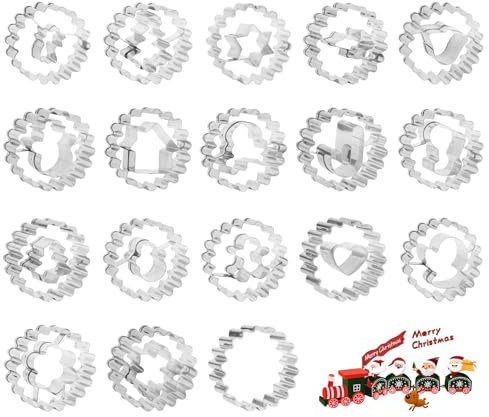 absolove Ausstechformen Weihnachten Linzer 18er Set, Mini Plätzchenausstecher Edelstahl, Klein Ausstecher Weihnachten Keksausstecher Set, Verschiedene Formen und Motive für Tortendekorationen & Kekse