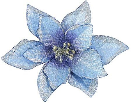 dvnFWKc Decorate Artificial Flowers, 5 stücke Hohl Glitter Gefälschte Blumen Kranz Baum Ornamente Startseite Xmas Decor Floral Liefert(Blue)